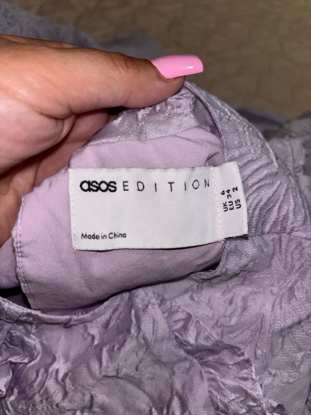 ASOS Lilac Textured Puff-Sleeve Mini Dress - Picture 6 of 6